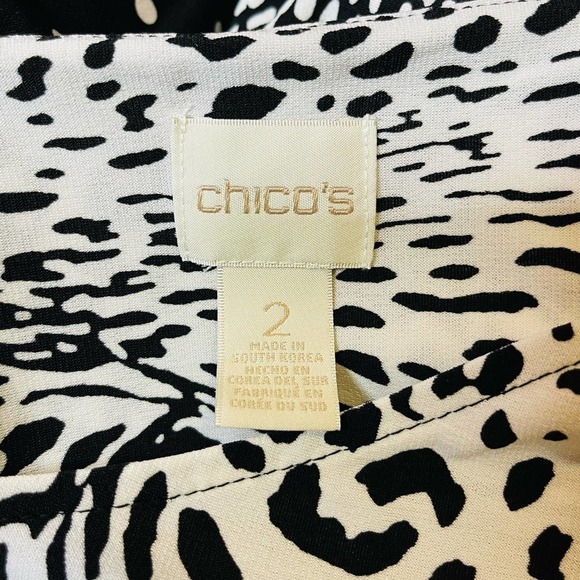 Chico’s Assymetrical Animal Print Polka Dot Tunic 3/4 Sleeve Size 2 - Picture 8 of 12